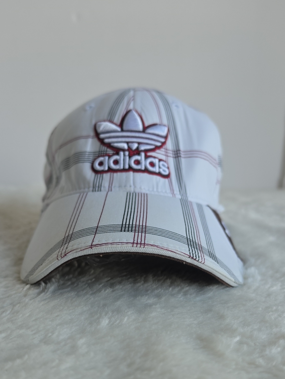 Adidas Vintage Plaid Trefoil Embroidered Baseball Cap L/XL
